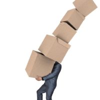 Man moving boxes